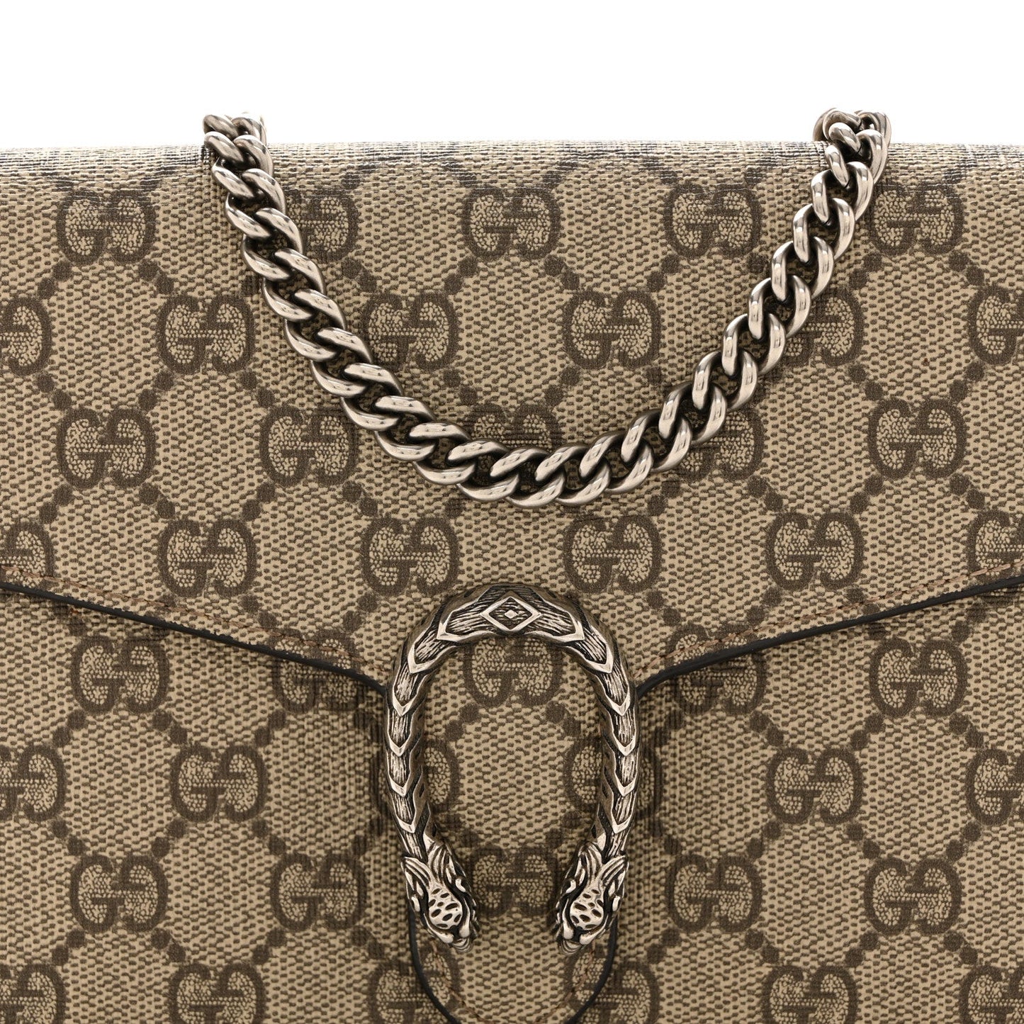 GG Supreme Monogram Mini Dionysus Chain Wallet Beige Vulcanic Red