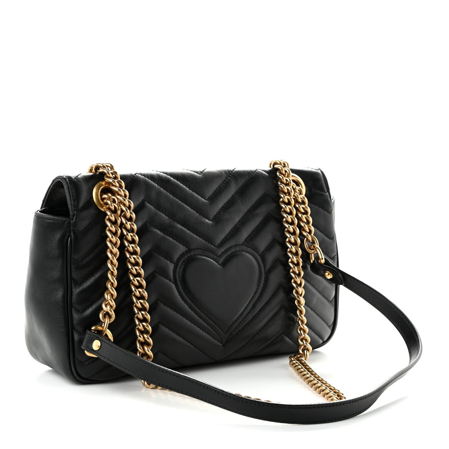 Calfskin Matelasse Small GG Marmont Shoulder Bag Black