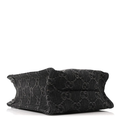 Denim GG Monogram Calfskin Mini Ophidia Tote Bag Black