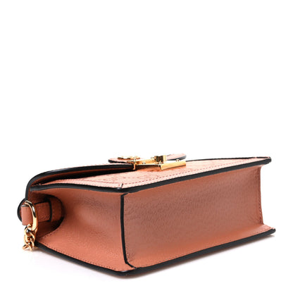 GG Monogram Textured Dollar Calfskin Mini Ophidia Padlock Top Handle Chain Shoulder Bag Cloche Rose Pink