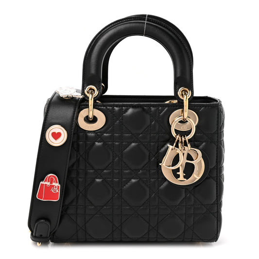 Lambskin Cannage Small Lucky Badges My Lady Dior Black