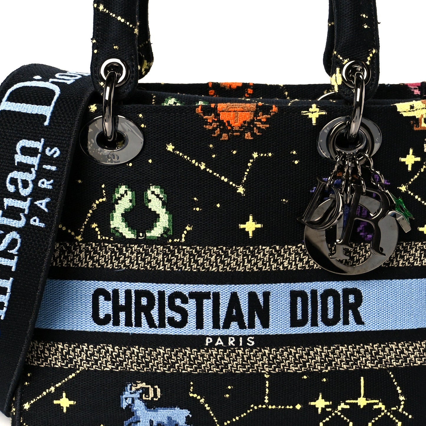 Canvas Pixel Zodiac Embroidered Medium Lady D-Lite Nero Multicolor