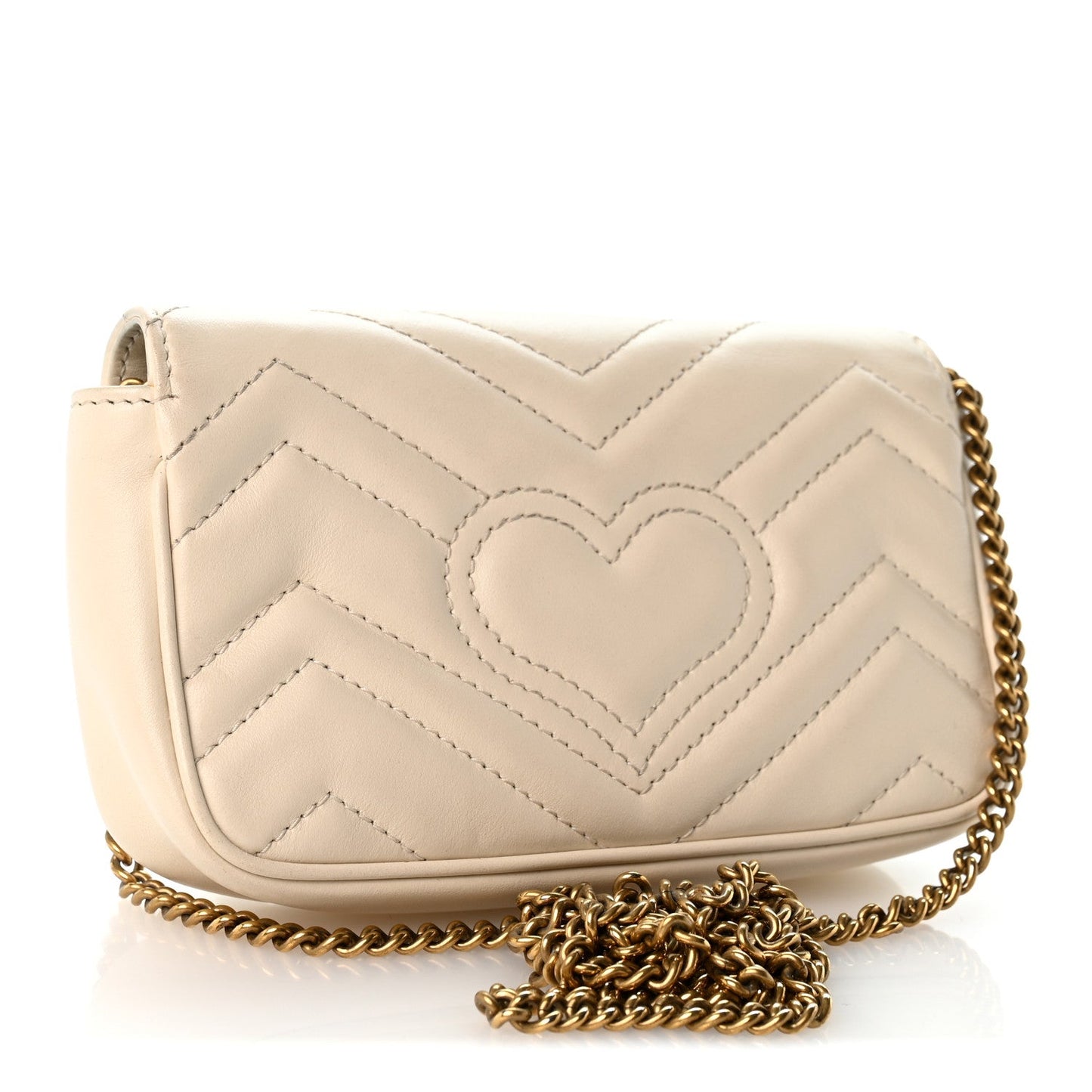 Calfskin Matelasse Super Mini GG Marmont Shoulder Bag White