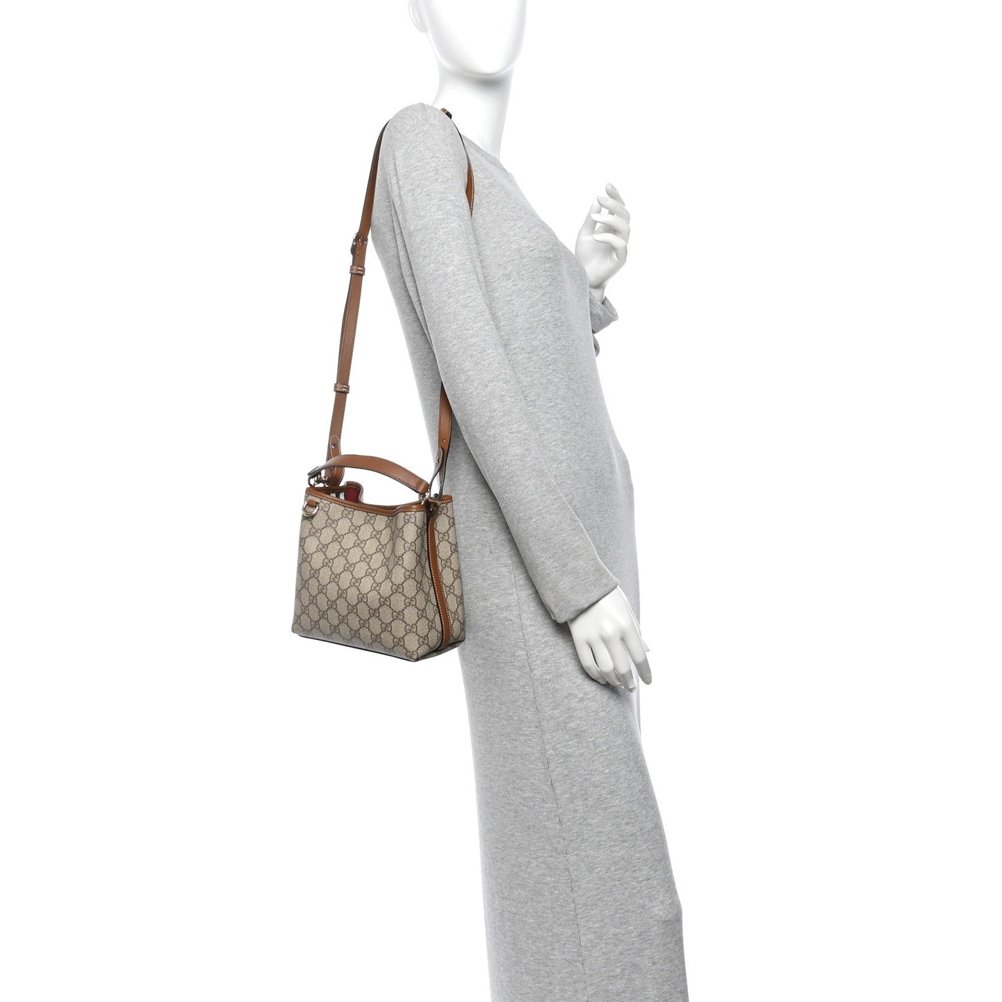 GG Supreme Monogram Emblem Small Shoulder Bag Beige Ebony Sundial