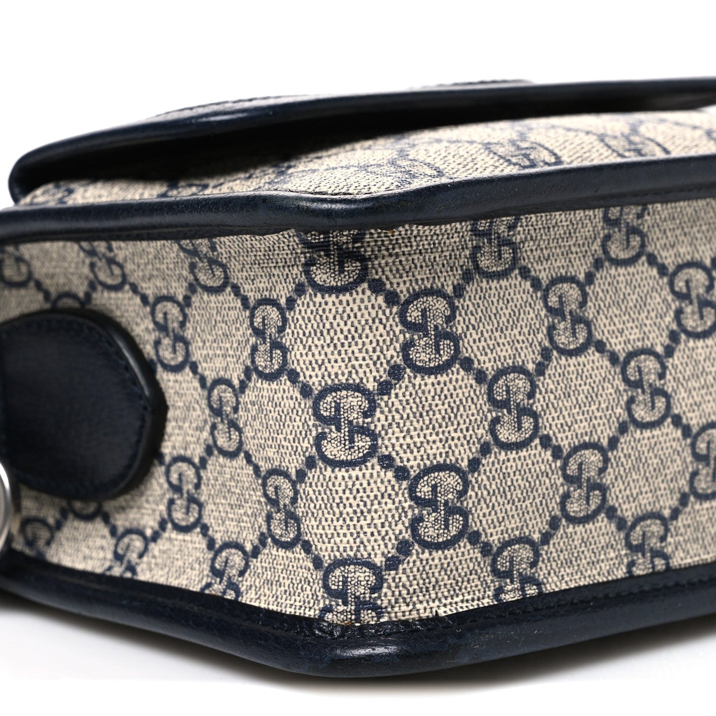GG Supreme Monogram Azalea Calfskin Retro Interlocking G Wristlet Messenger Bag Beige Blue