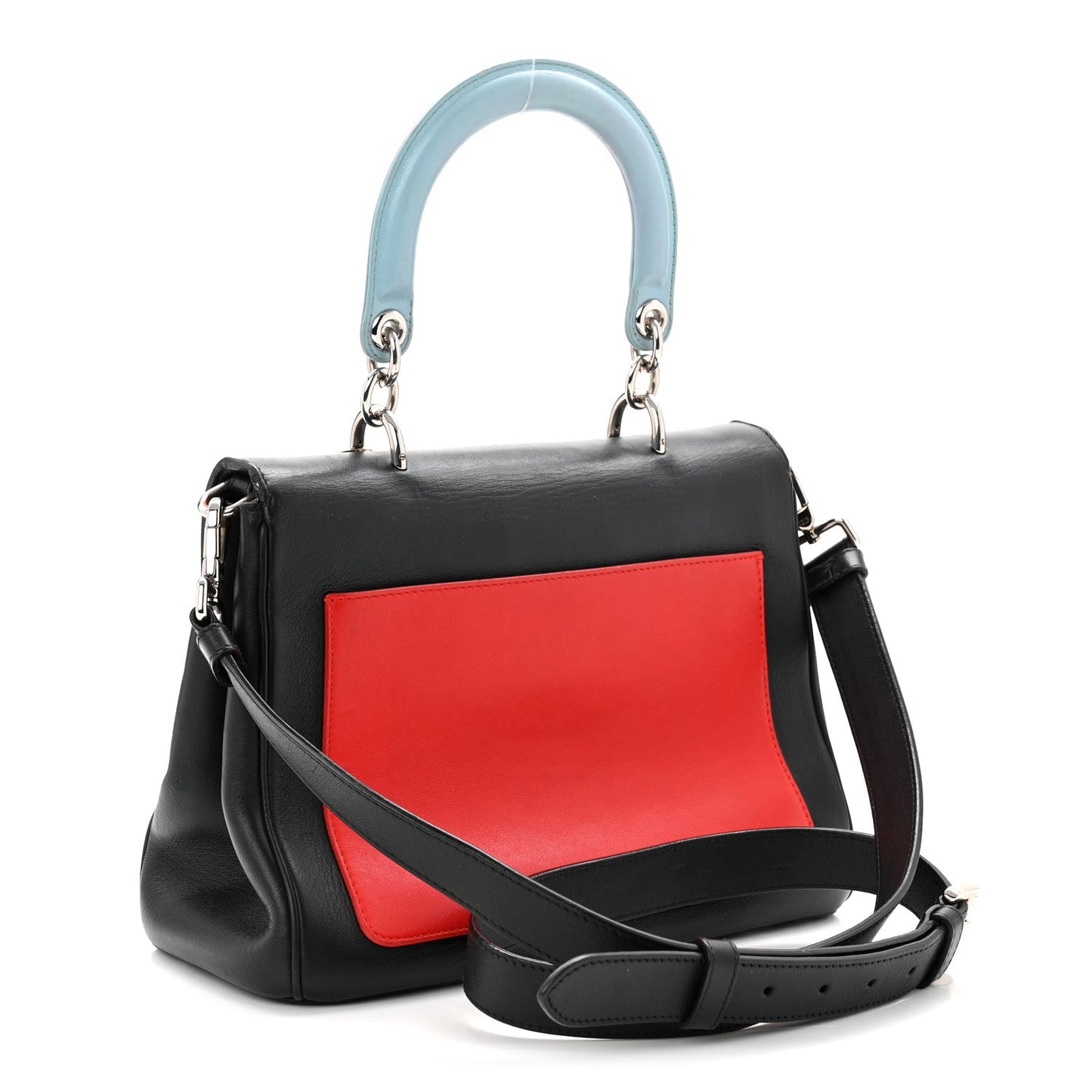 Smooth Calfskin Tri-Color Small Be Dior Flap Black Blue Red