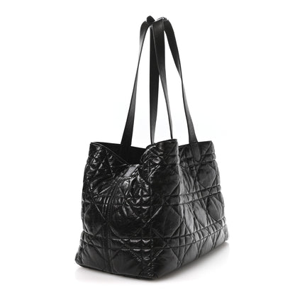 Crinkled Calfskin Macrocannage Large Toujours Black