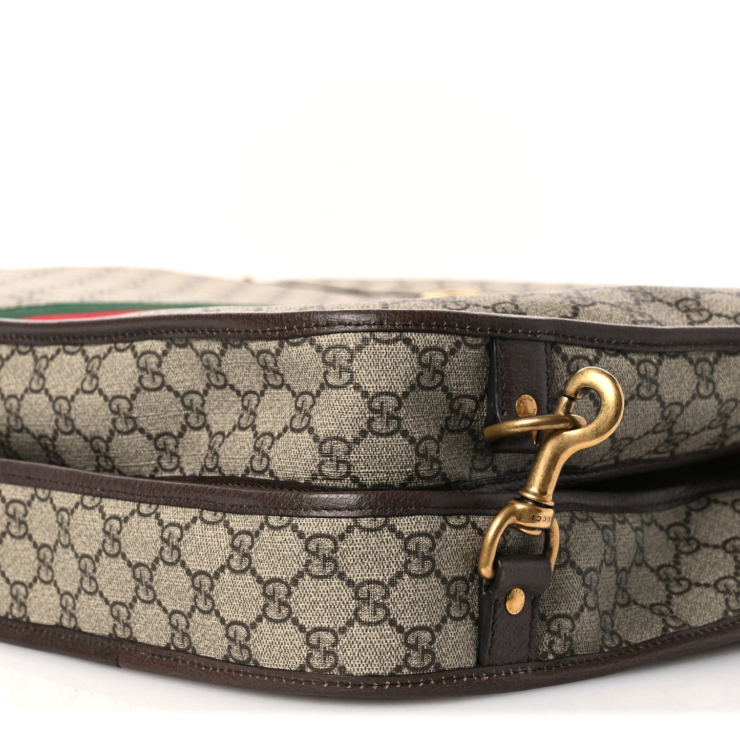 GG Supreme Monogram Textured Dollar Calfskin Web Ophidia Savoy Garment Bag Beige Ebony New Acero