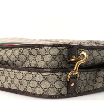 GG Supreme Monogram Textured Dollar Calfskin Web Ophidia Savoy Garment Bag Beige Ebony New Acero