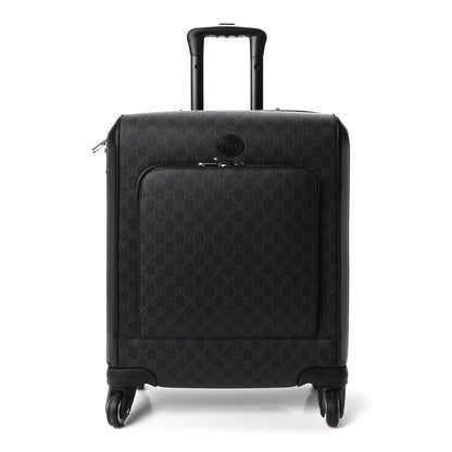 GG Supreme Monogram Four Wheel Suitcase Black Grey