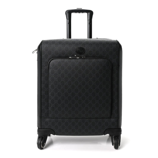 GG Supreme Monogram Four Wheel Suitcase Black Grey