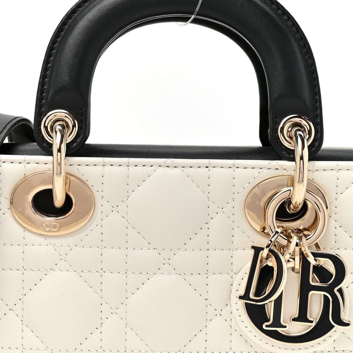 Lambskin Cannage Small Lady D-Joy Latte Black