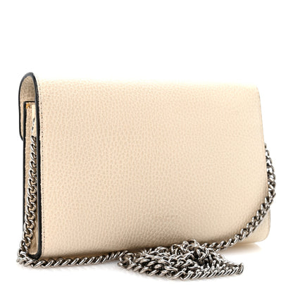 Dollar Calfskin Mini Dionysus Chain Wallet Mystic White