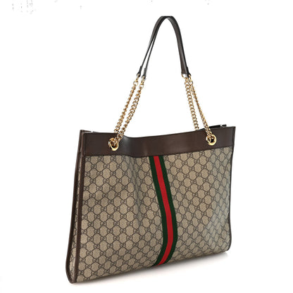 GG Supreme Monogram Large Rajah Chain Tote Beige New Acero