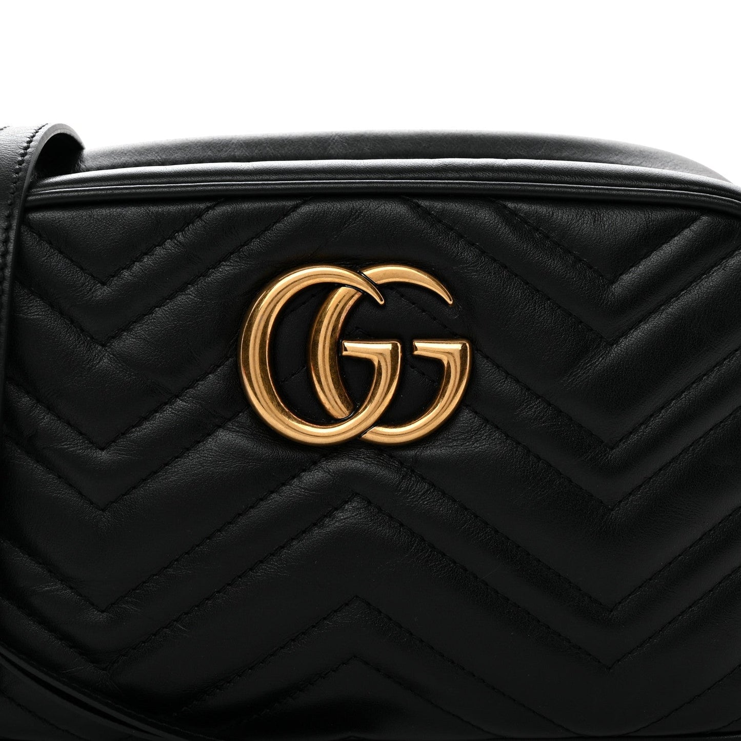 Calfskin Matelasse Small GG Marmont Chain Shoulder Bag Black