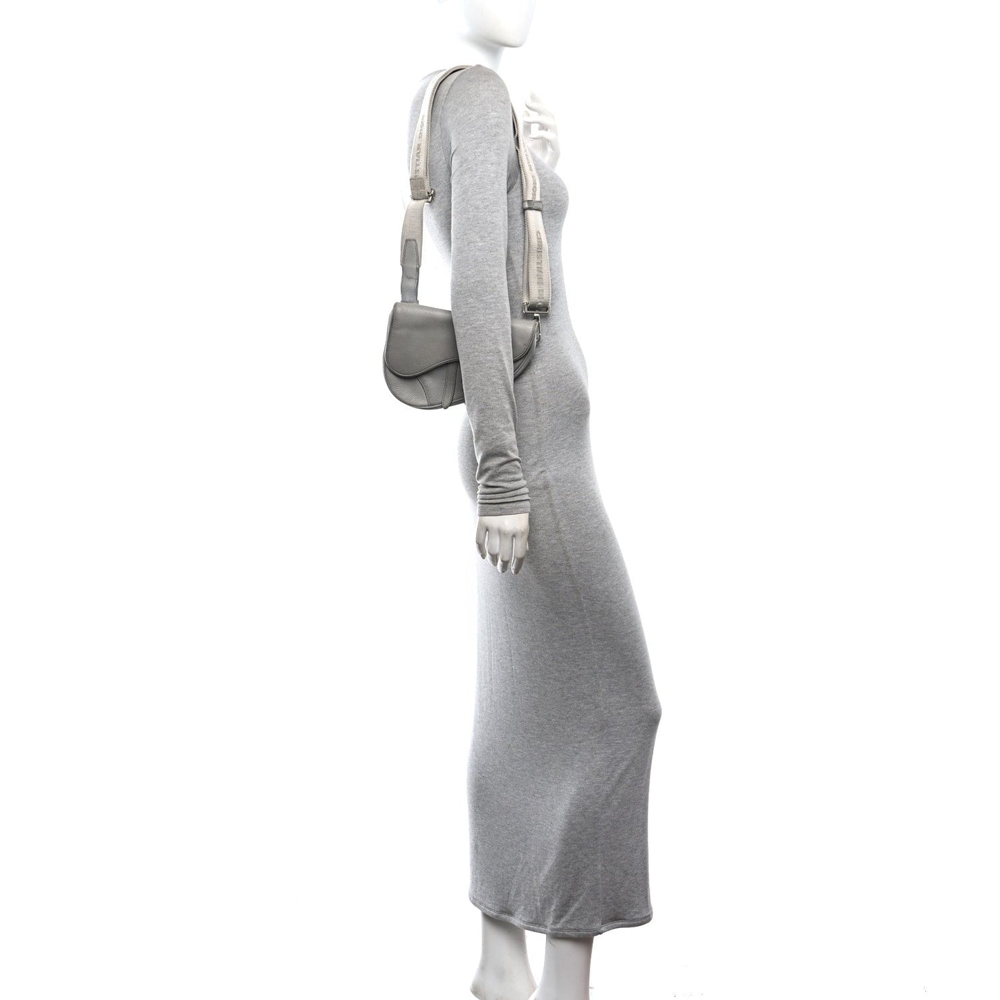 Grained Calfskin Mens Mini Saddle Bag Gray