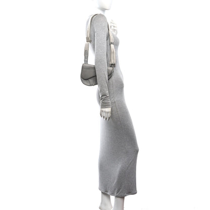 Grained Calfskin Mens Mini Saddle Bag Gray