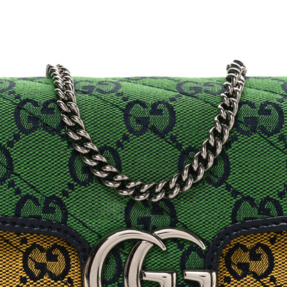 Monogram Multicolor Matelasse Diagonal Super Mini GG Marmont Shoulder Bag Green Blue Yellow Light Blue Pink