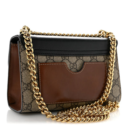 GG Supreme Monogram Calfskin Small Padlock Shoulder Bag Beige Black Cuir