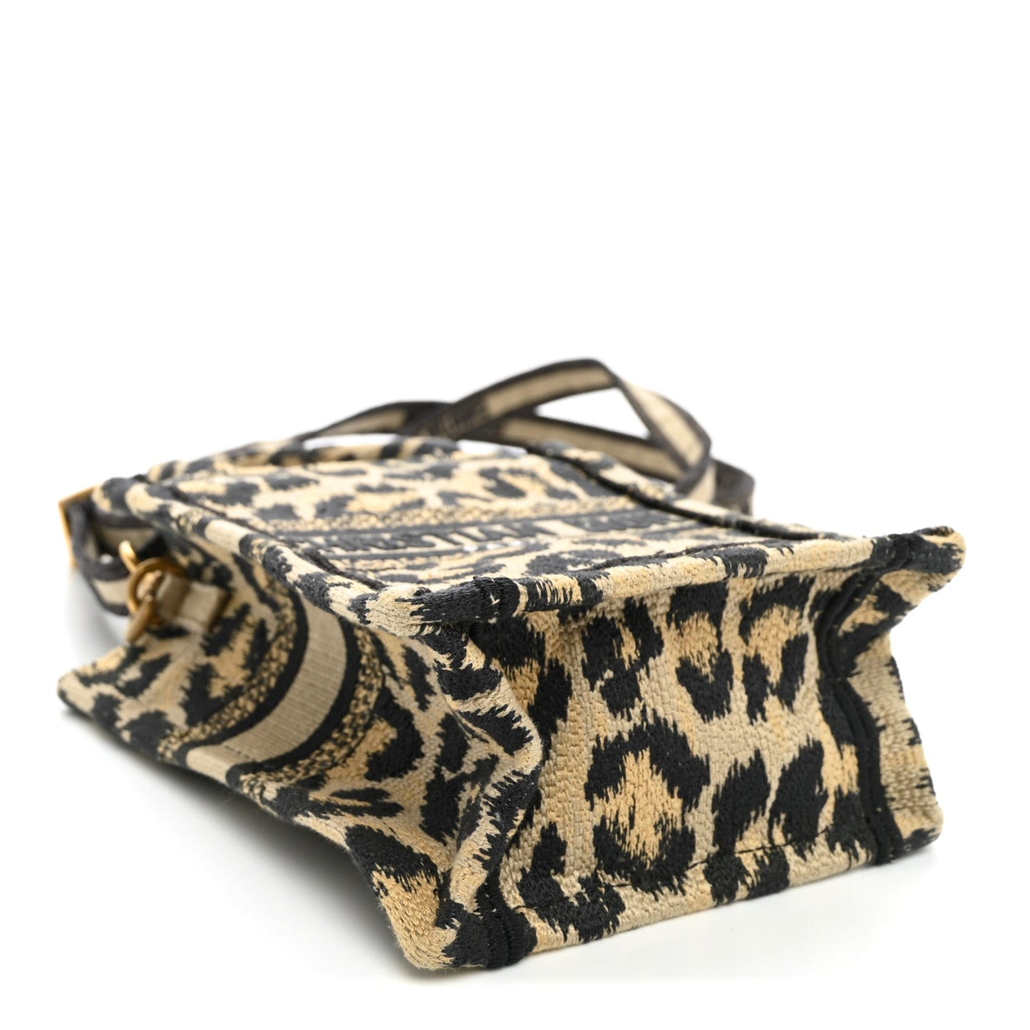 Canvas Mizza Embroidered Mini Book Tote Phone Bag Beige