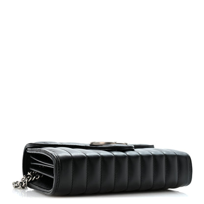 Calfskin Matelasse Aria GG Marmont Chain Wallet Black