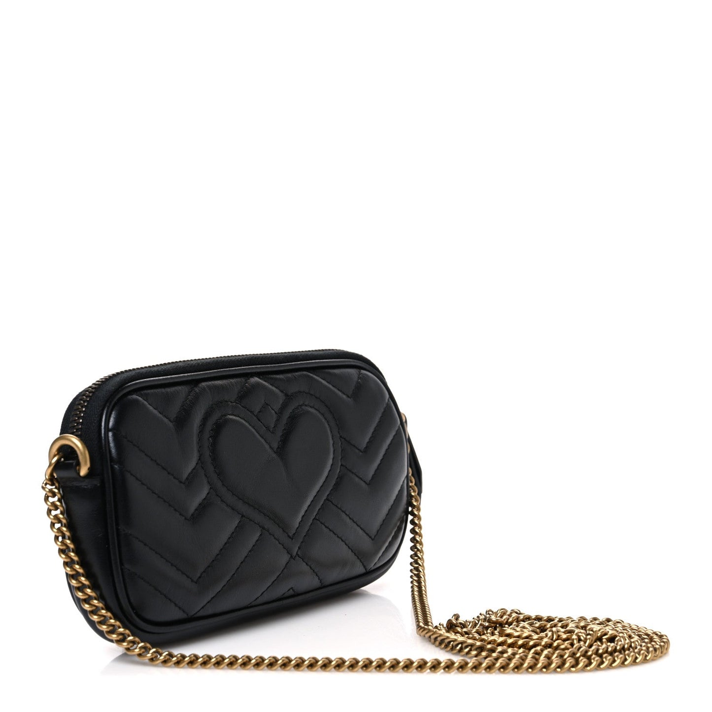 Calfskin Matelasse Mini GG Marmont Chain Crossbody Bag Black