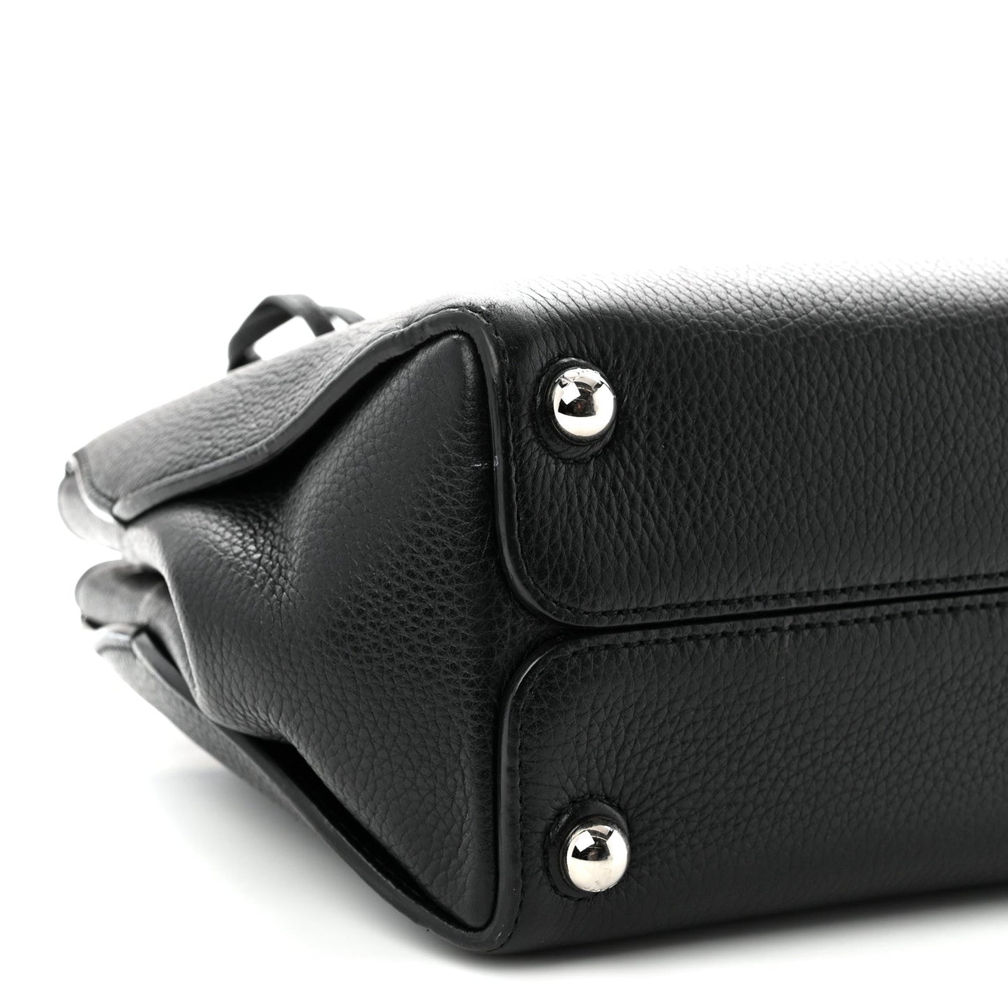 Grained Calfskin Small Open Bar Tote Black