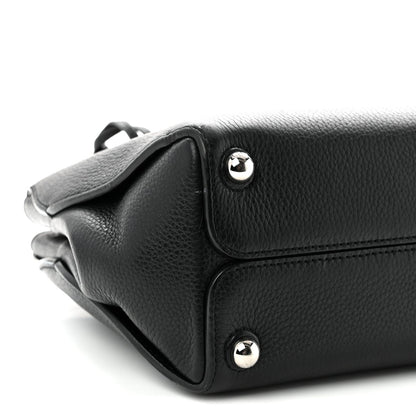 Grained Calfskin Small Open Bar Tote Black