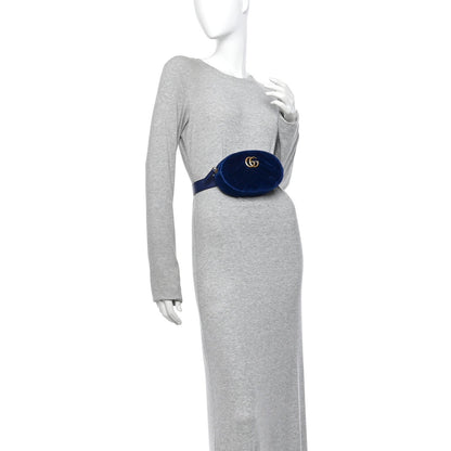Velvet Matelasse GG Marmont Belt Bag 75 30 Cobalt Blue