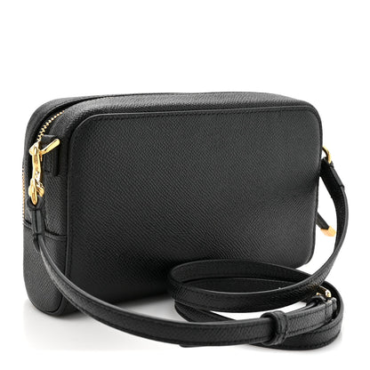 Grained Calfskin Caro Double Pouch Black