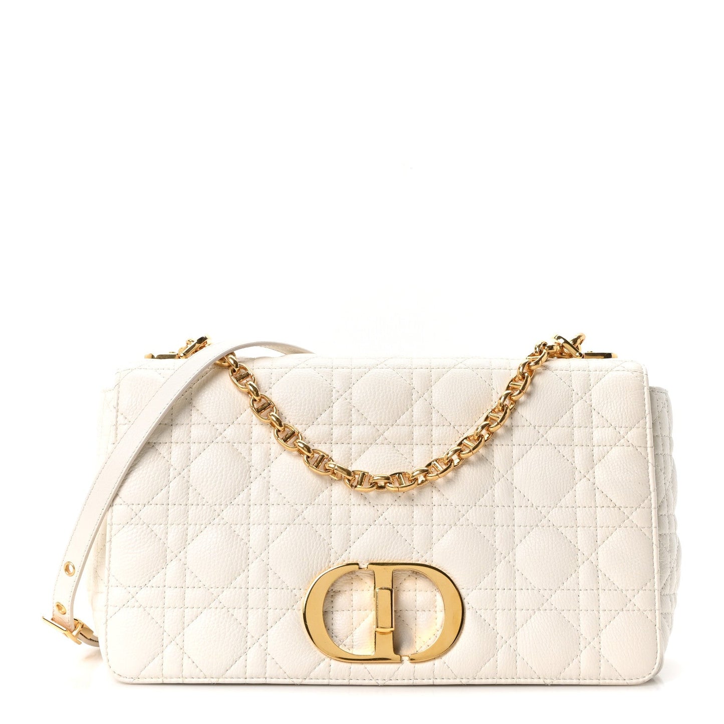 Grained Calfskin Cannage Large Caro Bag Latte