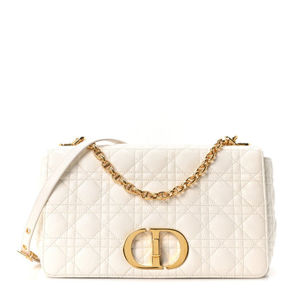 Grained Calfskin Cannage Large Caro Bag Latte