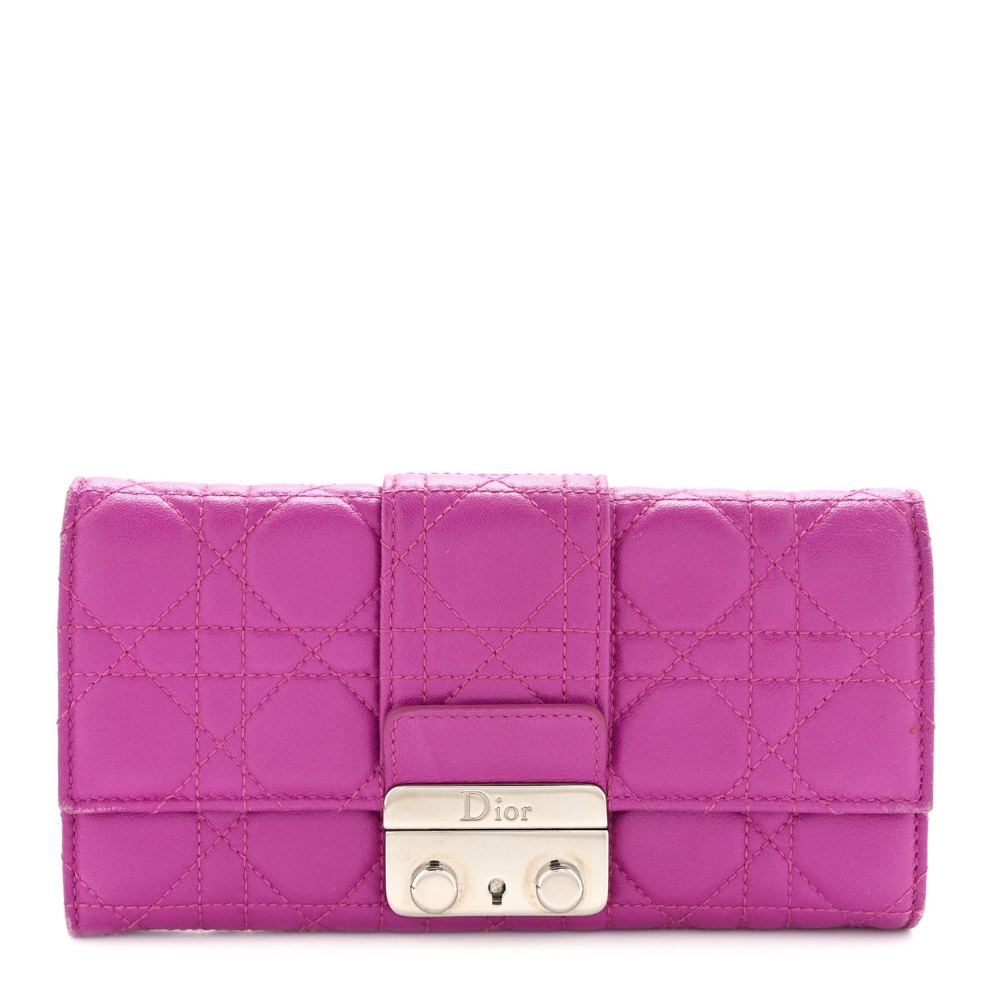 Lambskin Cannage Miss Dior Chain Wallet Dark Pink