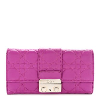 Lambskin Cannage Miss Dior Chain Wallet Dark Pink