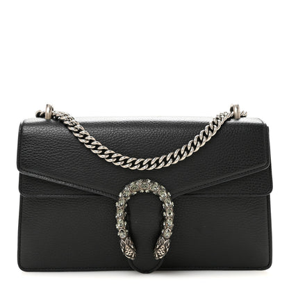 Pebbled Calfskin Small Dionysus Shoulder Bag Black