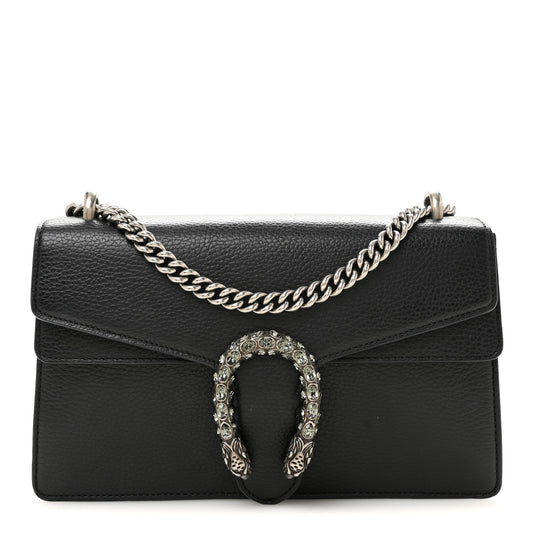 Pebbled Calfskin Small Dionysus Shoulder Bag Black