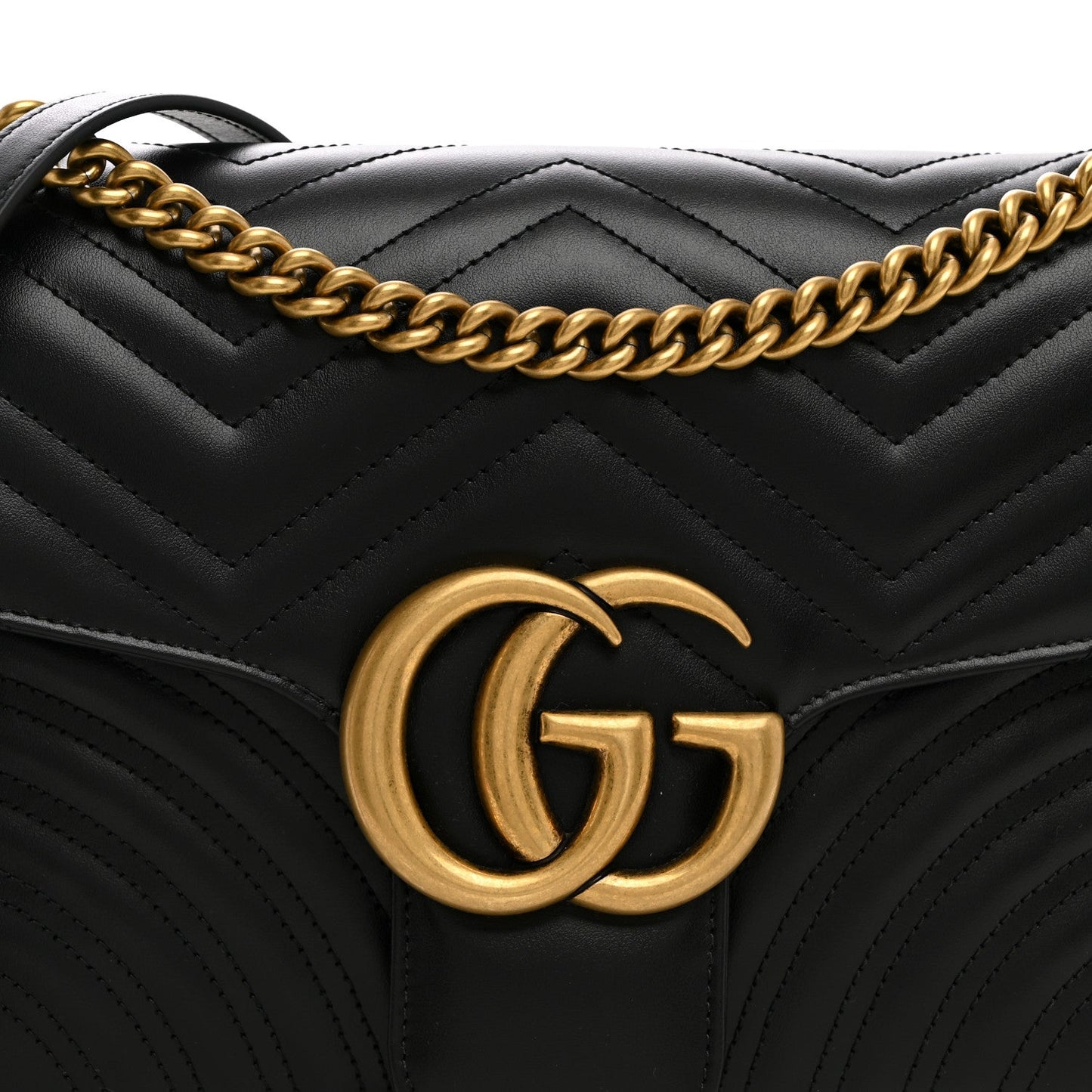 Calfskin Matelasse Medium GG Marmont Shoulder Bag Black