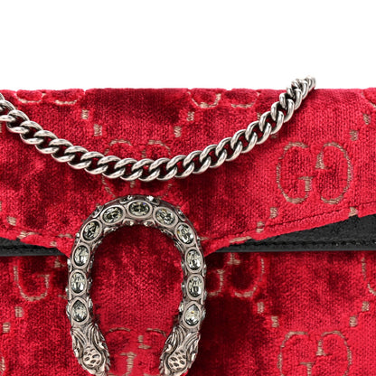 Velvet GG Monogram Super Mini Dionysus Shoulder Bag Red Cipria Black