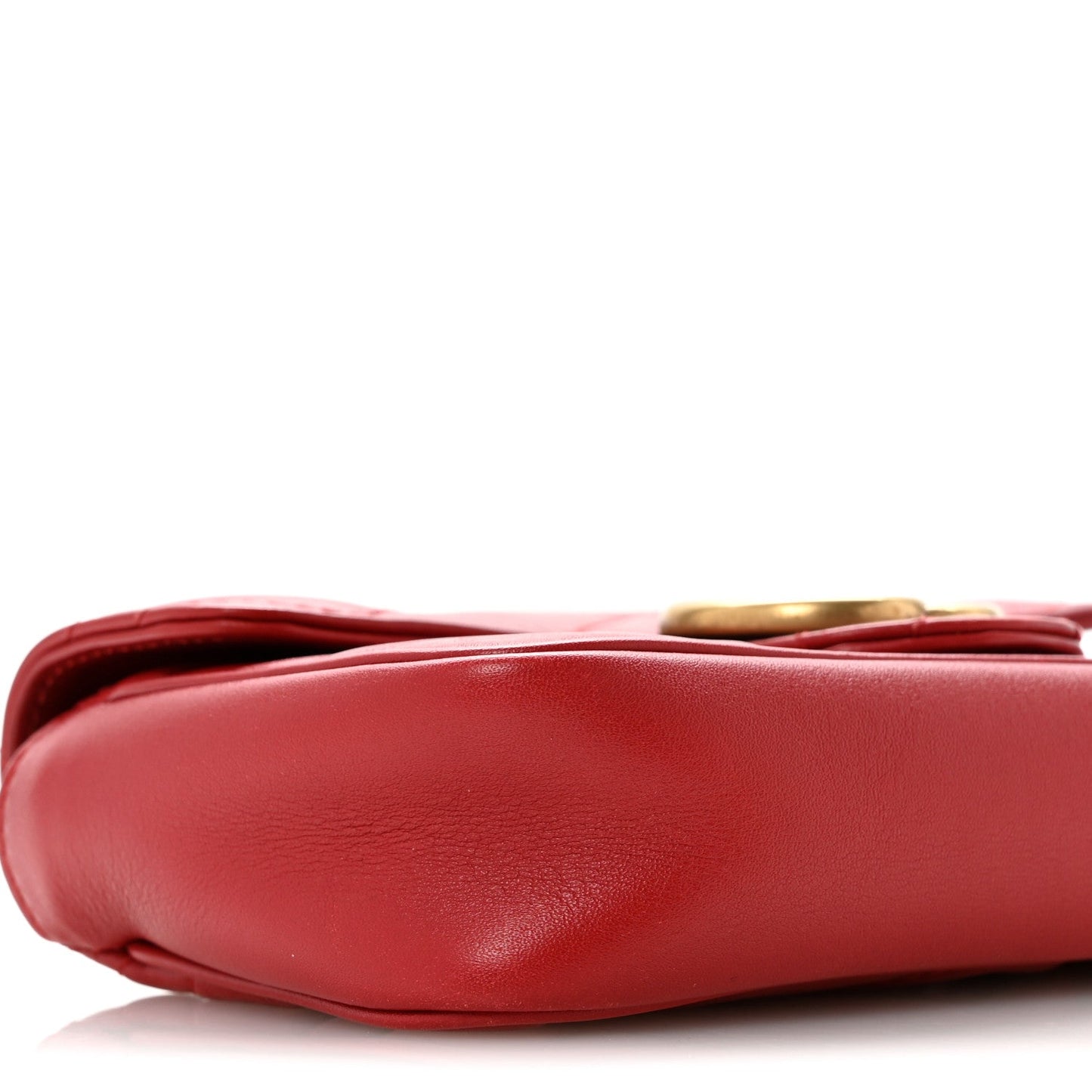 Calfskin Matelasse Super Mini GG Marmont Shoulder Bag Hibiscus Red
