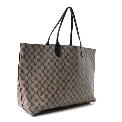 GG Supreme Monogram Large Reversible Tote Beige Black