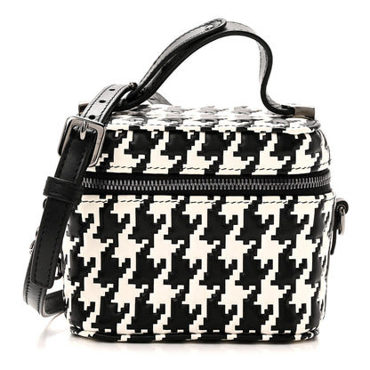 Calfskin Macro Houndstooth Embossed Micro Lady Dior Vanity Case Black White