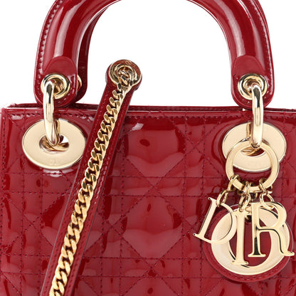 Patent Cannage Mini Lady Dior Red