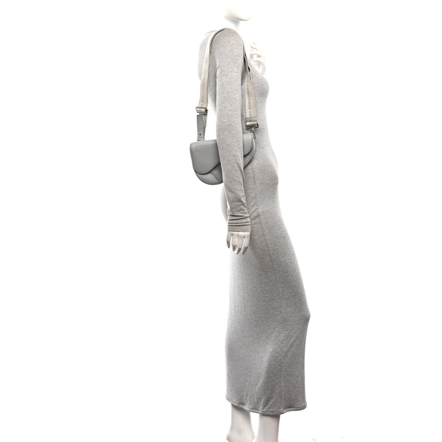 Grained Calfskin Mens Mini Saddle Bag Gray