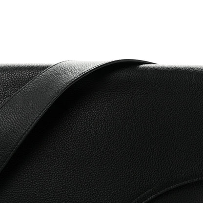 Grained Calfskin Saddle Messenger Bag Black