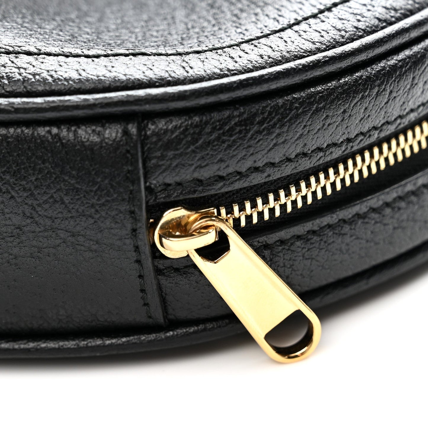 Grained Calfskin Web Mini Ophidia Round Shoulder Bag Black