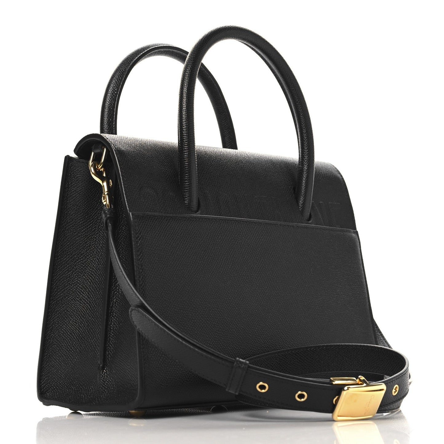Grained Calfskin Medium St. Honore Tote Black