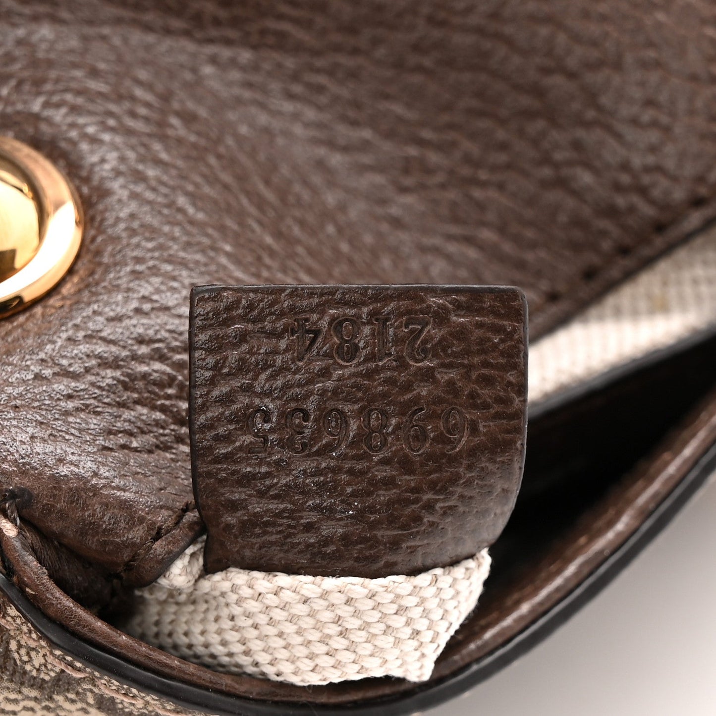 GG Supreme Monogram Textured Dollar Calfskin Blondie Card Case Wallet with Strap Beige Ebony New Acero