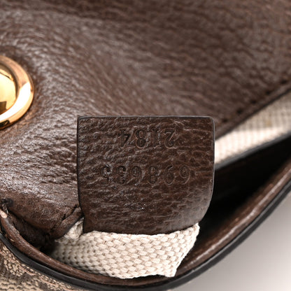 GG Supreme Monogram Textured Dollar Calfskin Blondie Card Case Wallet with Strap Beige Ebony New Acero