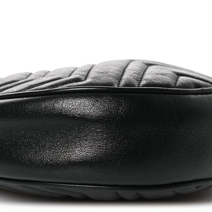 Azalea Calfskin Matelasse Heart Mini GG Marmont Round Shoulder Bag Black