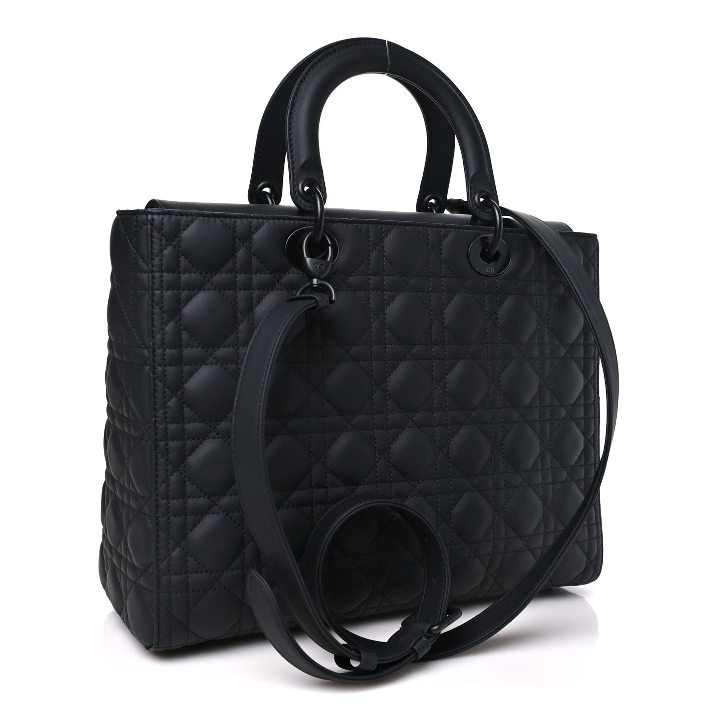 Ultra Matte Calfskin Cannage Large Lady Dior Black